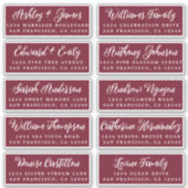 Script Burgundy Wedding Guest Address Labels (Vorderseite)
