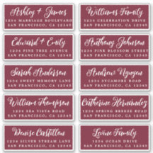 Script Burgundy Wedding Guest Address Labels