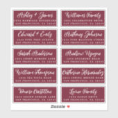 Script Burgundy Wedding Guest Address Labels (Blatt)