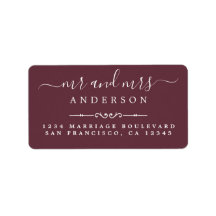 Script Burgundy Wedding Rücksendeadresse