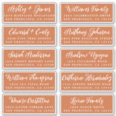 Script Burnt Orange Wedding Guest Address Labels (Vorderseite)