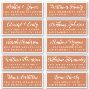 Script Burnt Orange Wedding Guest Address Labels