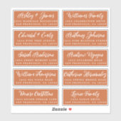 Script Burnt Orange Wedding Guest Address Labels (Blatt)