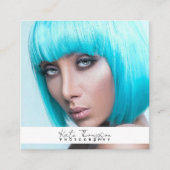 Script Business Logo Fotograf Foto QR Code Quadratische Visitenkarte (Vorderseite)