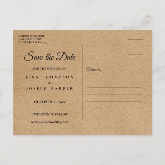 Script Calendar Save the Date Gold Herzkarte Ankündigungspostkarte (Rückseite)