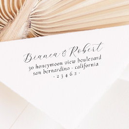 Script Caligraphy Chic Couple Names Rücksendeadres Gummistempel