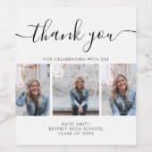 Script Calligraphy Abschluss 3 Foto Vielen Dank Weinetikett (Einzelnes Label)