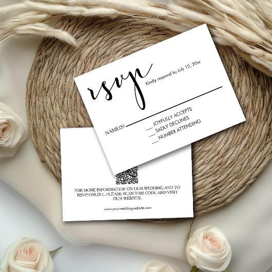 Script Calligraphy Black and White  RSVP Karte