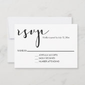 Script Calligraphy Black and White  RSVP Karte (Vorderseite)