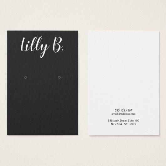 Script Calligraphy Black Earring Display Card (Vorne & Hinten)
