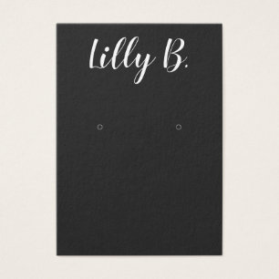 Script Calligraphy Black Earring Display Card