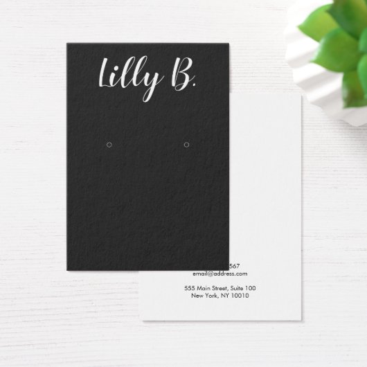 Script Calligraphy Black Earring Display Card (Schreibtisch)