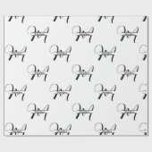 Script Calligraphy Black & White Mit Monogramm Nam Geschenkpapier (Flach)