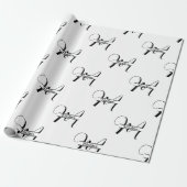 Script Calligraphy Black & White Mit Monogramm Nam Geschenkpapier (Ungerollt)