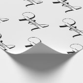 Script Calligraphy Black & White Monogrammed Name Geschenkpapier (Ecke)