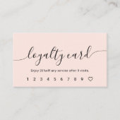 Script Calligraphy Blush Pink Loyalty Card Treuekarte (Vorderseite)