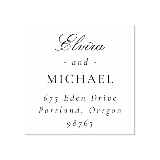 Script Calligraphy & Classic Serif Wedding Return  Gummistempel (Prägung)