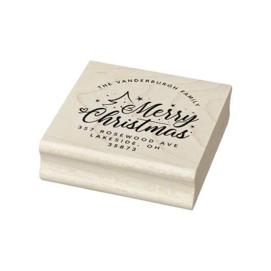 Script Calligraphy Custom Christmas Rücksendeadres Gummistempel (Stempel)