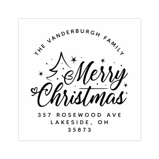 Script Calligraphy Custom Christmas Rücksendeadres Gummistempel (Prägung)