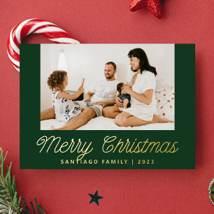 Script Calligraphy Family Foto Grün Weihnachten Folien Feiertagskarte