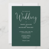 Script Calligraphy Foto Emerald Green Wedding Einladung (Vorderseite)