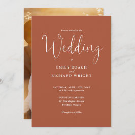 Script Calligraphy Foto Terracotta Wedding Einladung