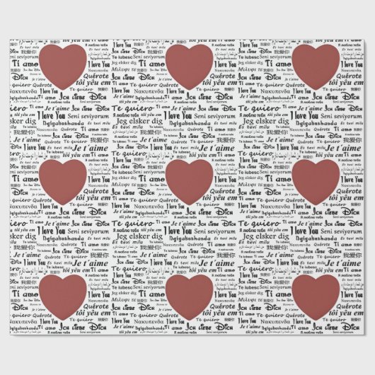 Script Calligraphy I Liebe You All World Languages Geschenkpapier (Flach)