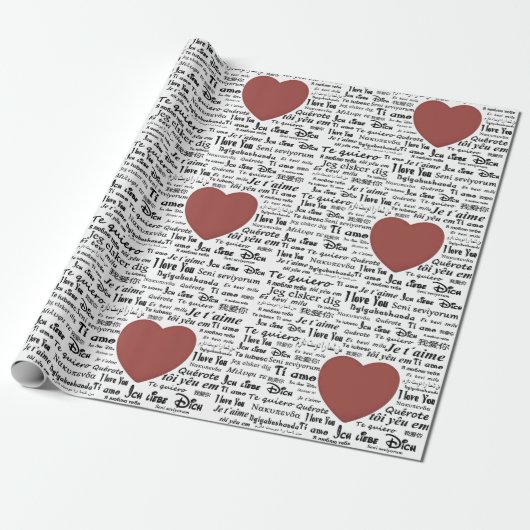 Script Calligraphy I Liebe You All World Languages Geschenkpapier (Ungerollt)
