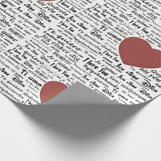 Script Calligraphy I Liebe You All World Languages Geschenkpapier (Ecke)