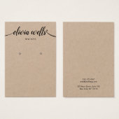 Script Calligraphy Kraft Earring Display Card (Vorne & Hinten)