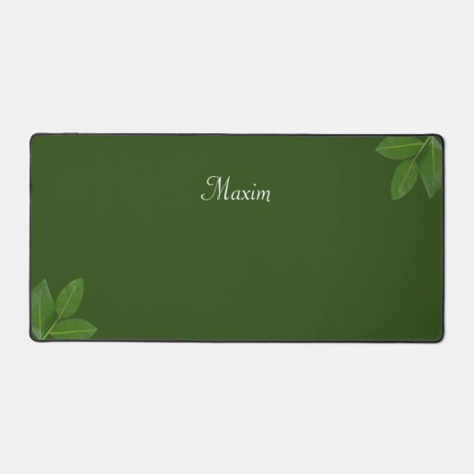 Script Calligraphy & Laurel Blätter auf Forest Gre Schreibtischunterlage (Vorderseite)
