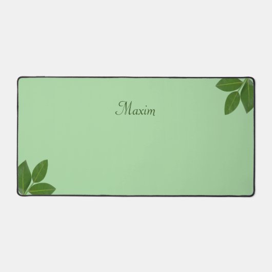 Script Calligraphy & Laurel Blätter auf Lime Green Schreibtischunterlage (Vorderseite)