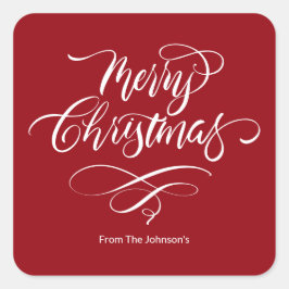 Script Calligraphy Merry Christmas Square Sticker