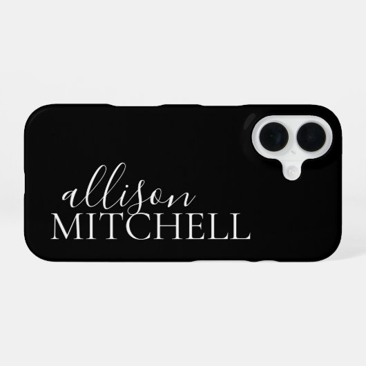 Script Calligraphy Minimalistisch Black iPhone 16 Hülle (Rückseite (Horizontal))