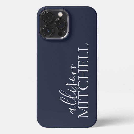 Script Calligraphy Minimalistisch Navy Blue iPhone Hülle (Rückseite)