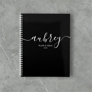 Script Calligraphy Modern Black Planner Planer