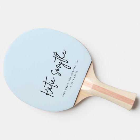 Script Calligraphy Name Minimalistisch Light Blue Tischtennis Schläger (Seitenansicht)