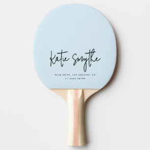 Script Calligraphy Name Minimalistisch Light Blue Tischtennis Schläger