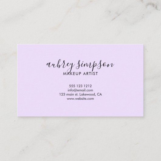 Script Calligraphy Pastel Lila Loyalty Card Treuekarte (Rückseite)