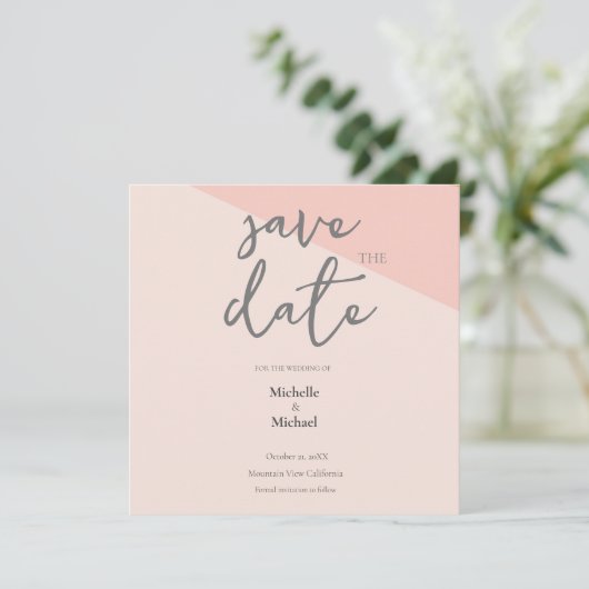 Script Calligraphy Wedding Modern Save the Date (Stehend Vorderseite)