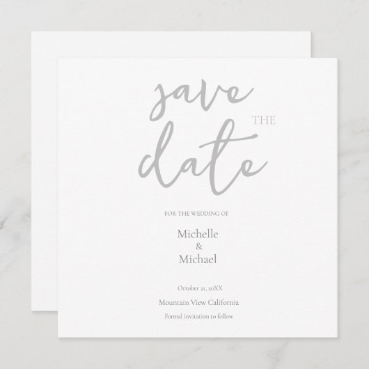 Script Calligraphy Wedding Modern Save the Date Dankeskarte (Vorne/Hinten)