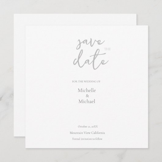 Script Calligraphy Wedding Modern Save the Date Dankeskarte (Vorne/Hinten)