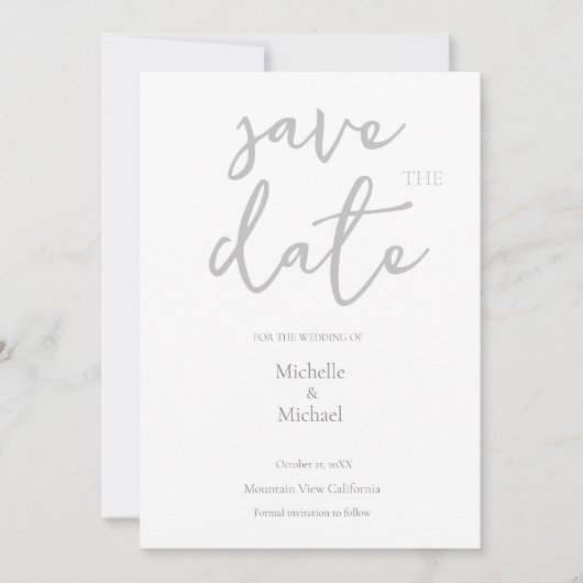 Script Calligraphy Wedding Modern Save the Date Einladung (Vorderseite)