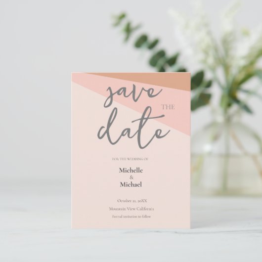 Script Calligraphy Wedding Modern Save the Date Postkarte (Stehend Vorderseite)