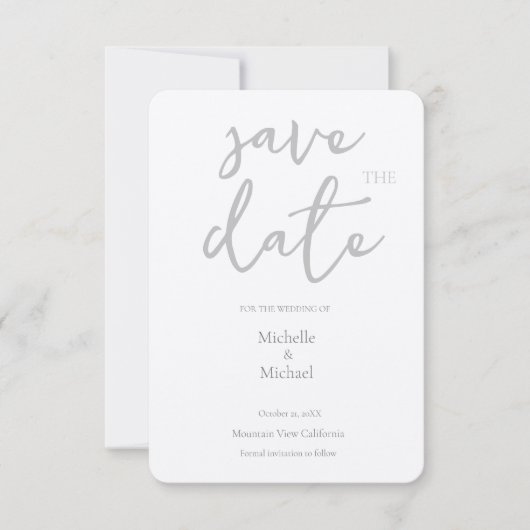 Script Calligraphy Wedding Modern Save the Date RSVP Karte (Vorderseite)