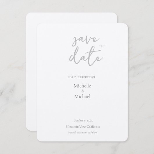 Script Calligraphy Wedding Modern Save the Date RSVP Karte (Vorne/Hinten)