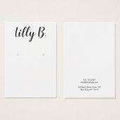 Script Calligraphy White Earring Display Card (Vorne & Hinten)