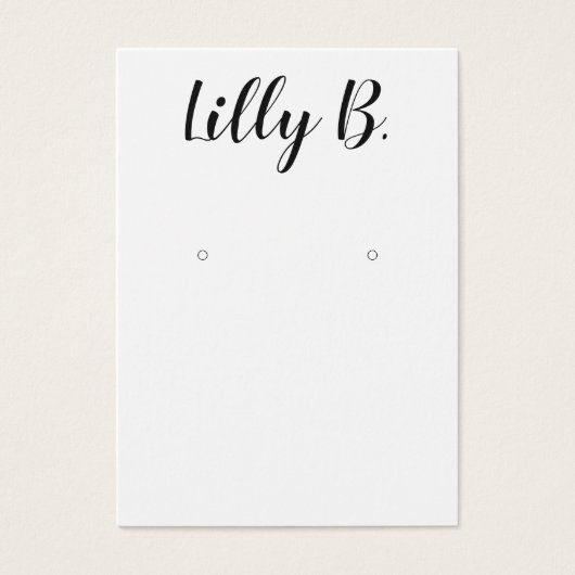 Script Calligraphy White Earring Display Card (Vorderseite)