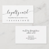 Script Calligraphy White Loyalty Card Treuekarte (Vorne/Hinten)