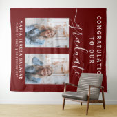 Script Calligraphy Zwei-Foto-Abschluss | Maroon Wandteppich (Beispiel (Horizontal))